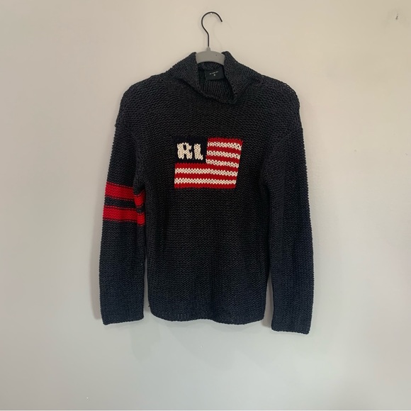 Ralph Lauren Sweaters - Polo Jeans Co by Ralph Lauren Sweater Turtleneck American Flag in Grey